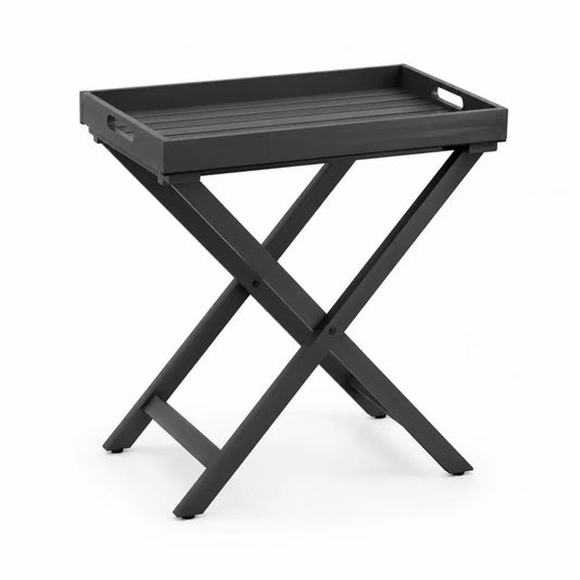 Table d’appoint pliante rectangulaire en bois noir avec plateau amovible, 65 × 45 × 72 cm